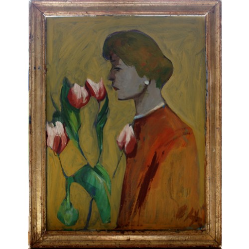 Dame mit Tulpen