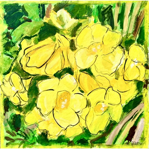 Bäume und Blüten. Gelbe Blumen