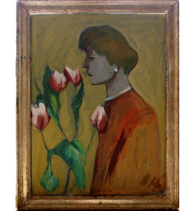 Dame mit Tulpen