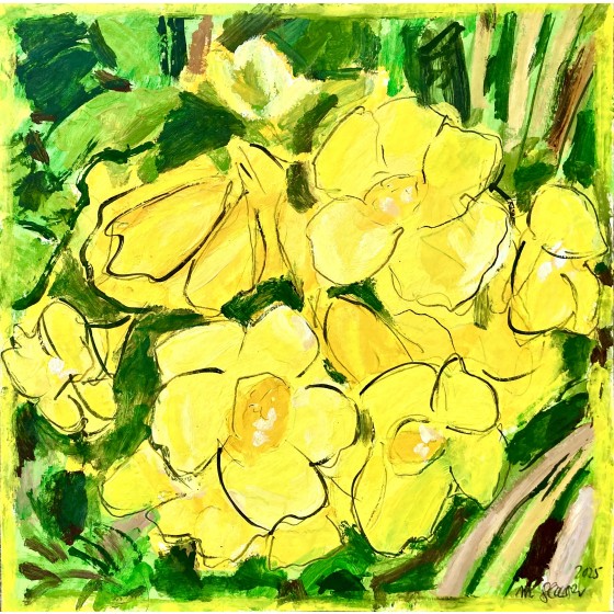 Bäume und Blüten. Gelbe Blumen
